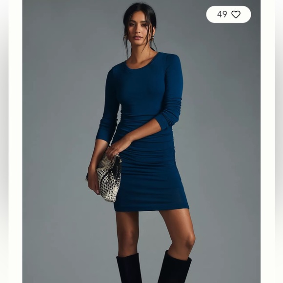 NWT Anthropologie Daily Practice ruched dress Navy Marin XL - Picture 2 of 10